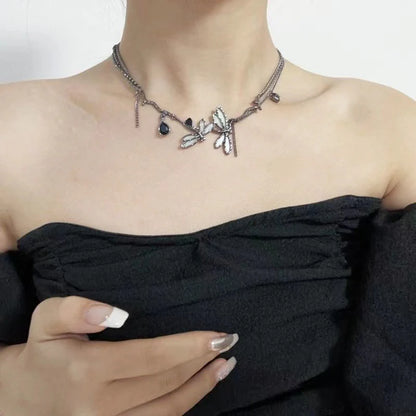 Colorful Dragonfly Dark Black Clavicle Chain High-Grade Necklace For Women